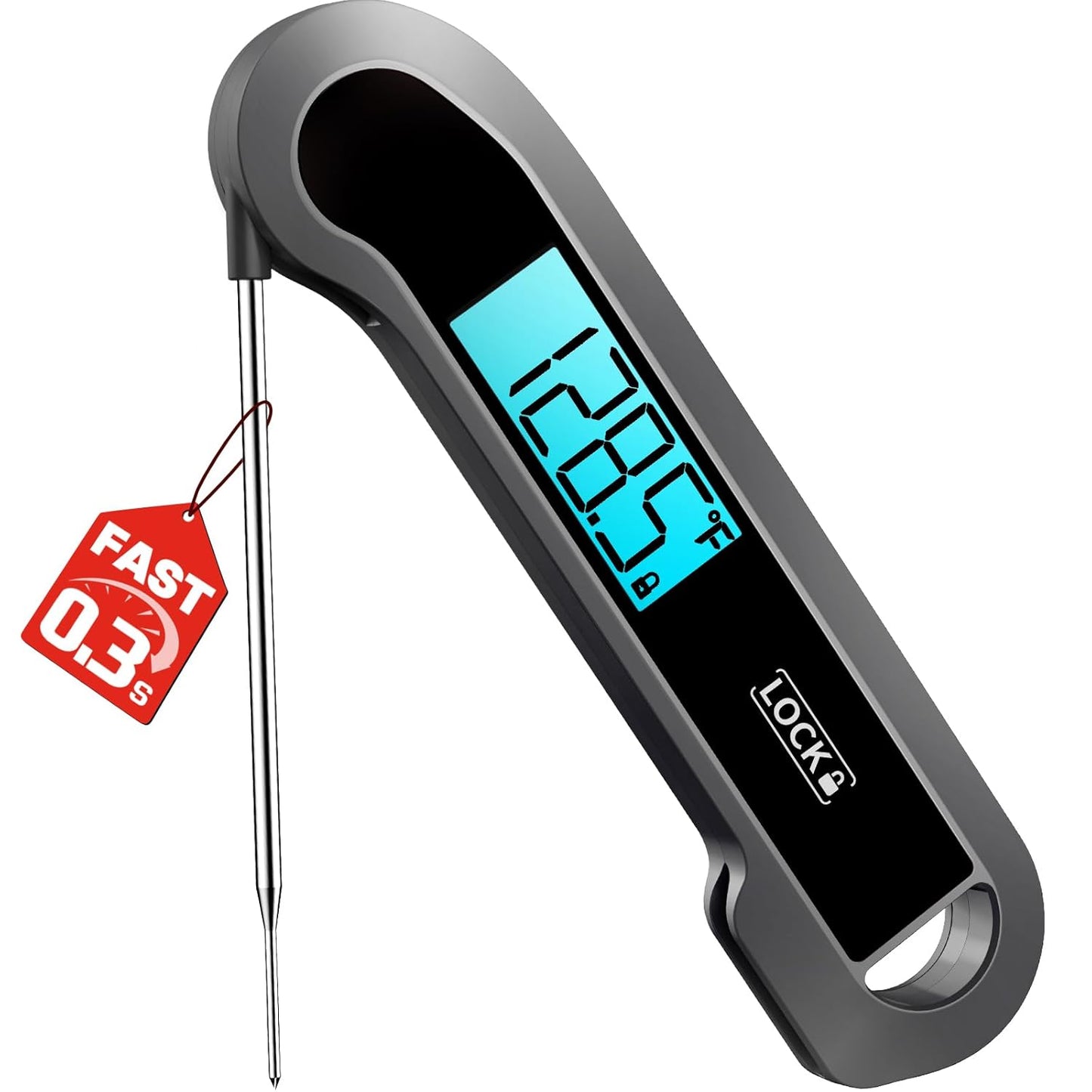 Meat Thermometer Digital, 1-2 Sec Instant Read, Food, Cooking, Grill | Bright Backlit Display, Waterproof for Air Fryer, Smoker, Candy, Kitchen Gadgets, BBQ Essentials, Gift for Men Husband, Red