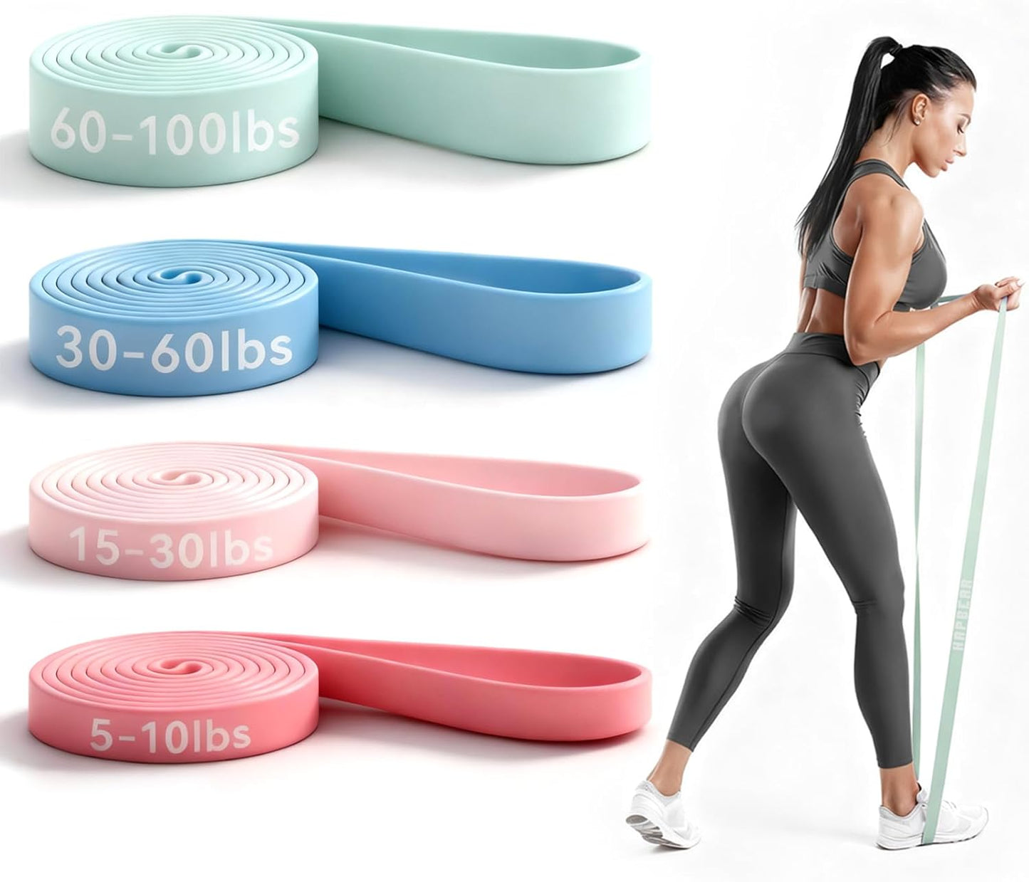 HAPBEAR Pull Up Assistance Bands Resistance Bands Set for Workout