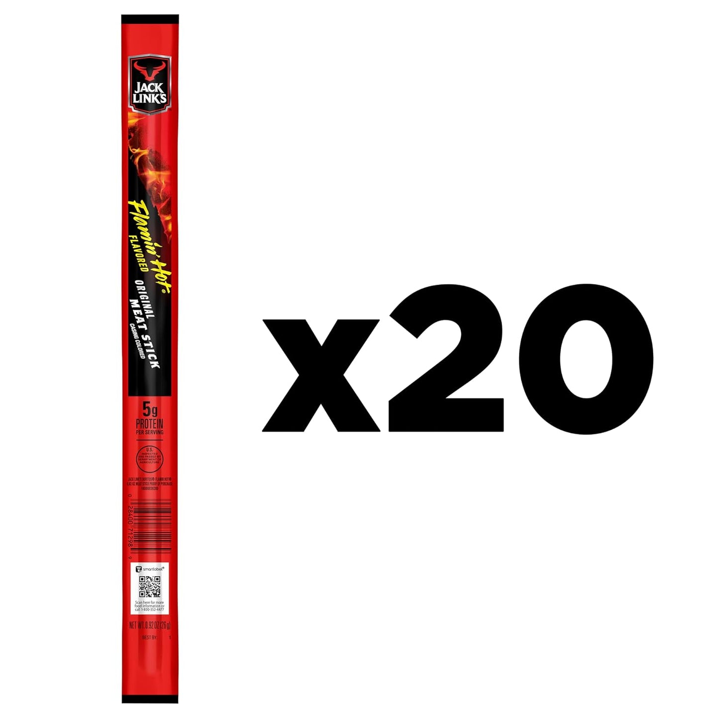 Frito Lay Jack Link's Meat Sticks Flamin' Hot Pack of 20