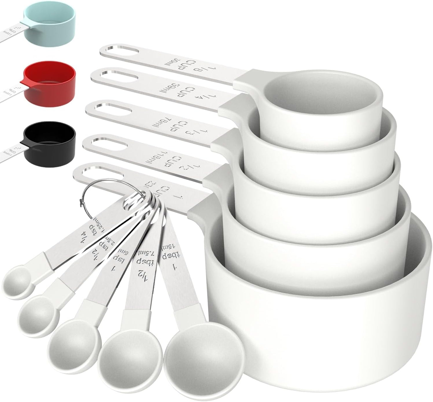 Measuring Cups & Spoons Set, Stackable Cups and Spoons | Nesting Measure Cups with Stainless Steel Handle, Kitchen Gadgets for Cooking & Baking (Blue)