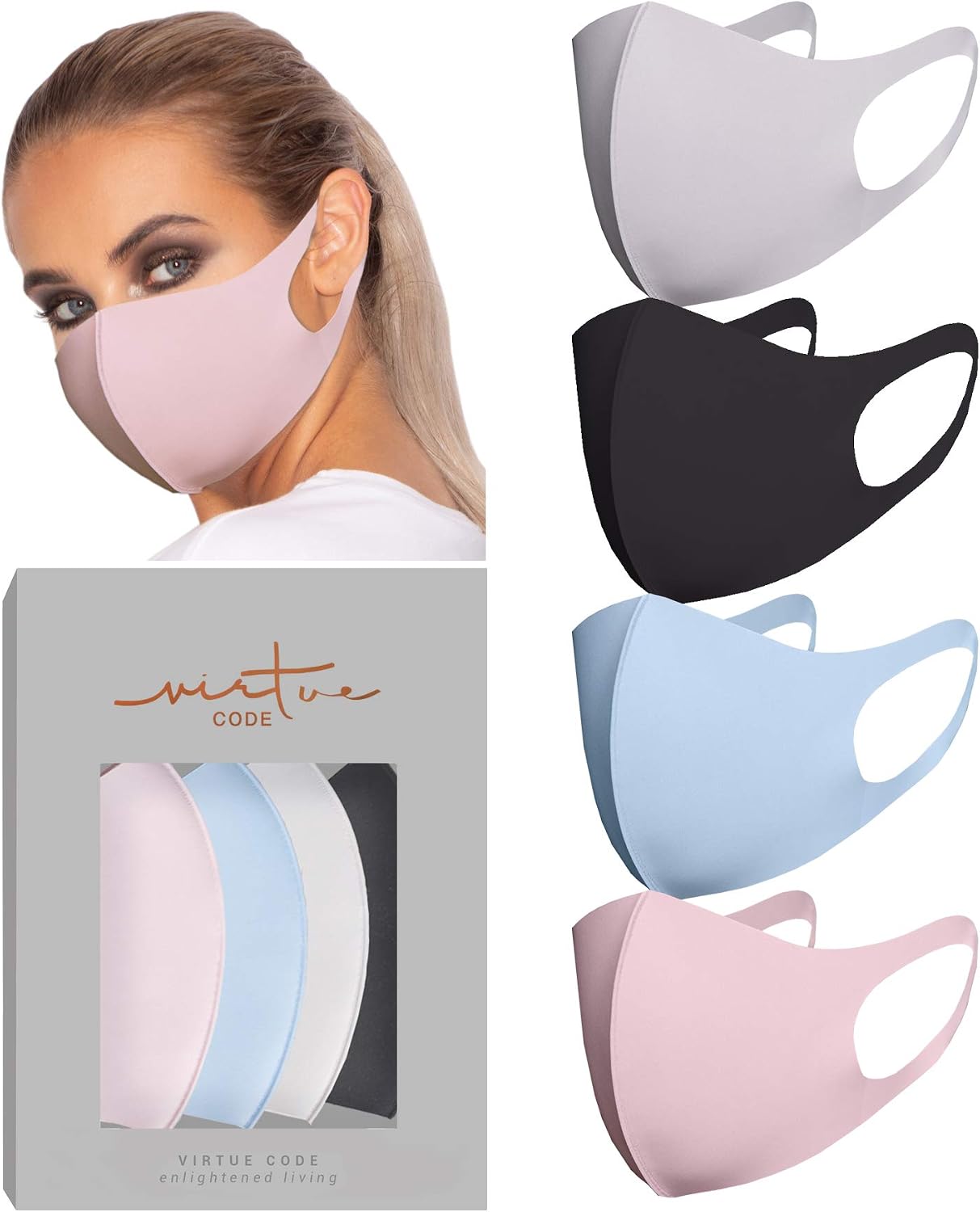 Virtue Code Second Skin Cloth Face Mask Pack 4 Buttery Soft Masks