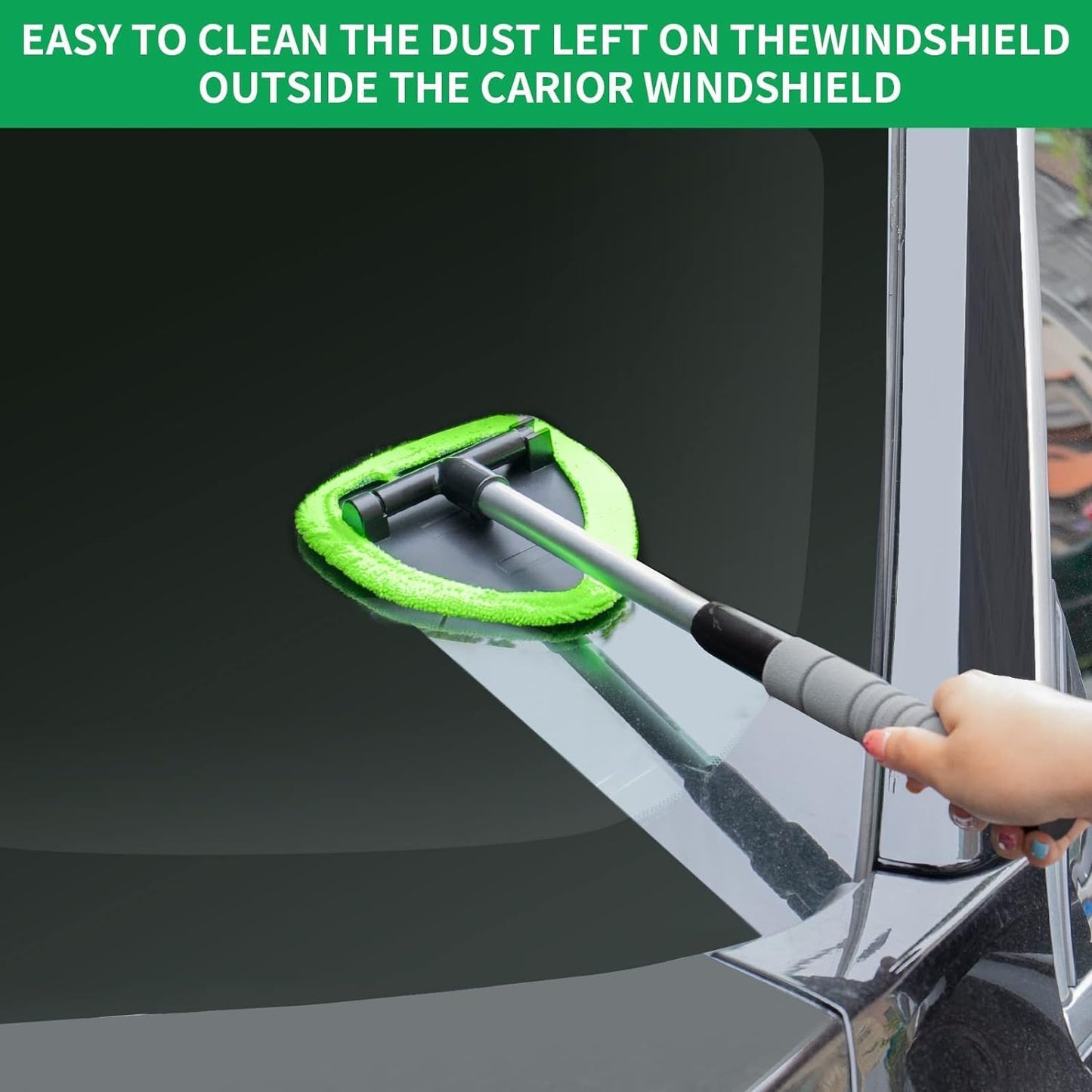 XINDELL 24-inch Windshield Cleaner Tool – Upgrade Large Head Car Interior&Exterior Window Cleaning Kit with Extendable Handle & 4 Microfiber Pads, Auto Wiper Brush for Car, Trucks, SUVs, RVs & Home