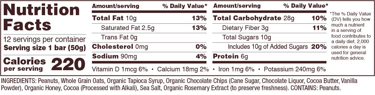 Bob's Red Mill 12pk Peanut Butter Chocolate & Oats Bar, 12 bars, Gluten Free, Kosher