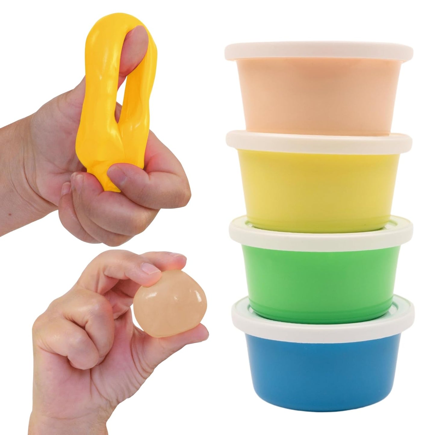 LIFE WORKS Therapy Putty Set for Adults and Teens, 4 Resistance Levels, Non-Toxic Silicone