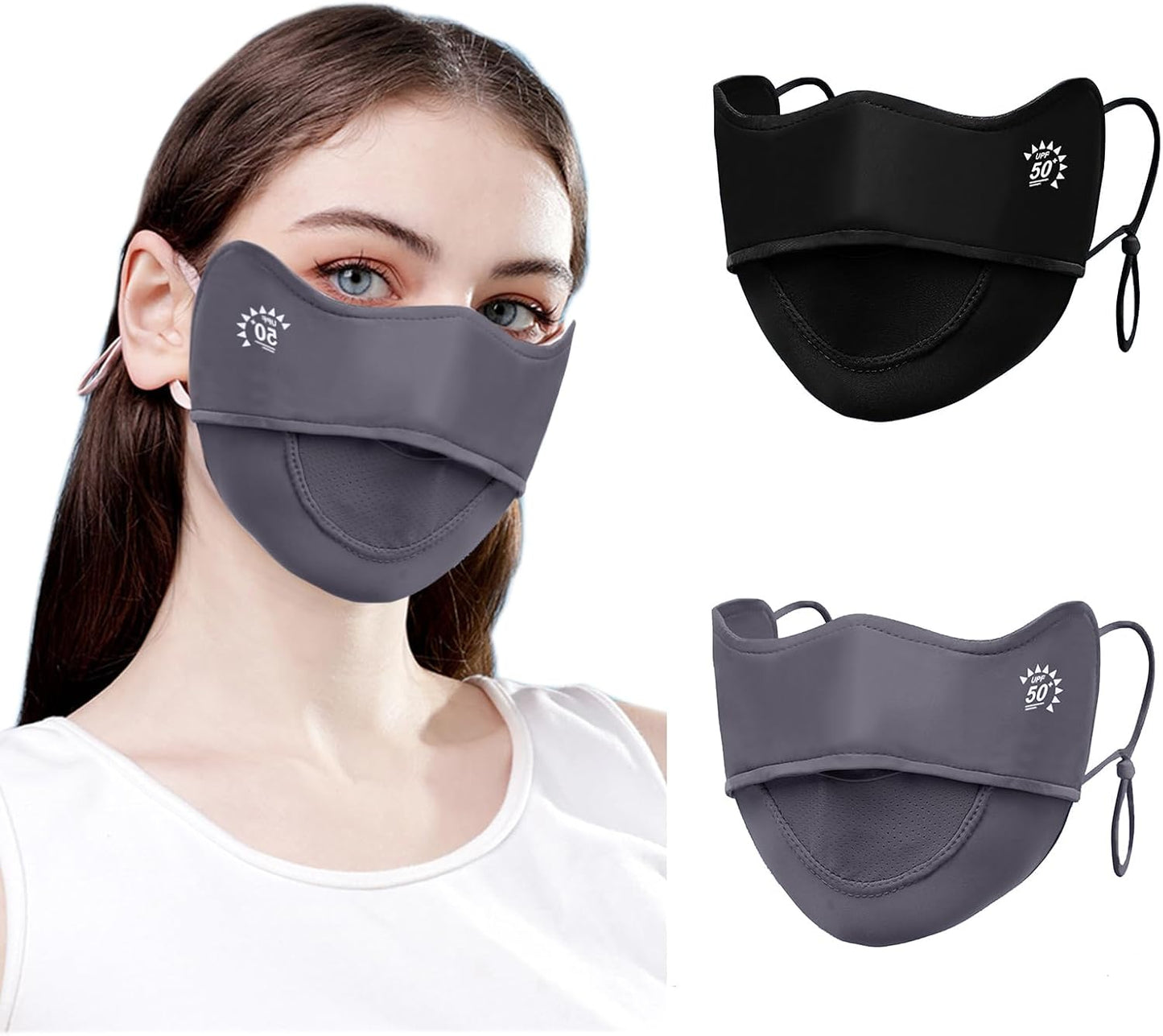 2Pcs UV Face Mask, Sun Masks for Women, Cooling Breathable Face Cover
