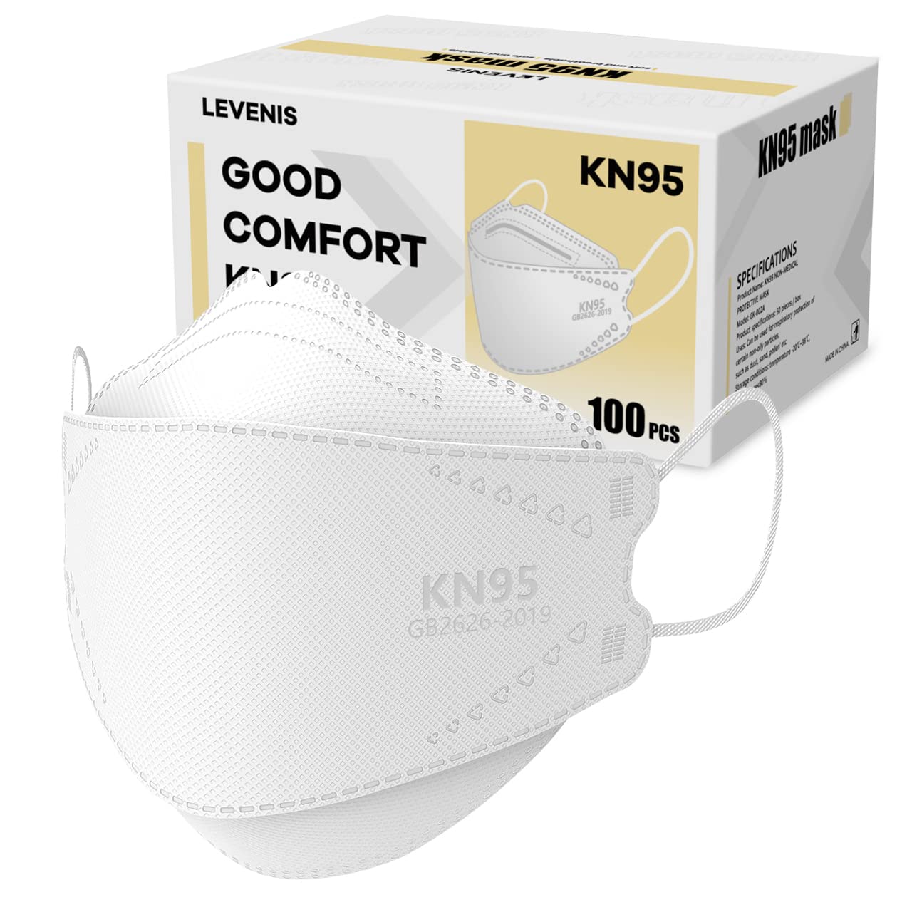 LEVENIS KN95 Face Masks 50 Pack, Breathable and Disposable, Black