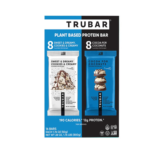 Vegan protein bar with cocoa, coconut, and cookies and creamy flavor, 16 count