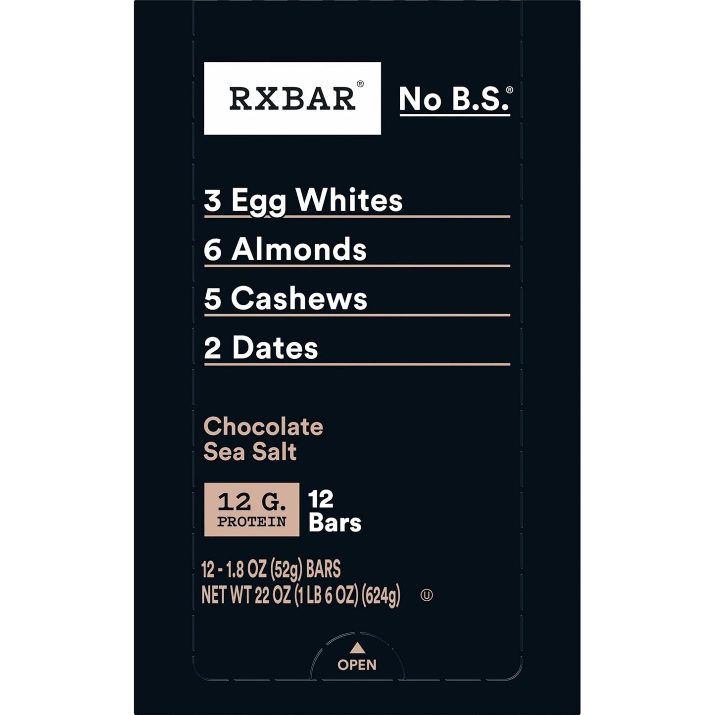 RXBAR Protein Bars, 12 Count, 22oz Box, Chocolate Sea Salt