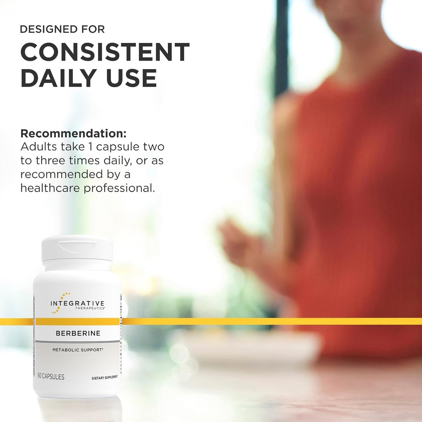 Integrative Therapeutics Berberine - Supports Metabolic Health & Cellular Energy Metabolism - Practitioner-Trusted Quality - Dairy-Free & Gluten-Free - 60 Capsules (60 Servings)
