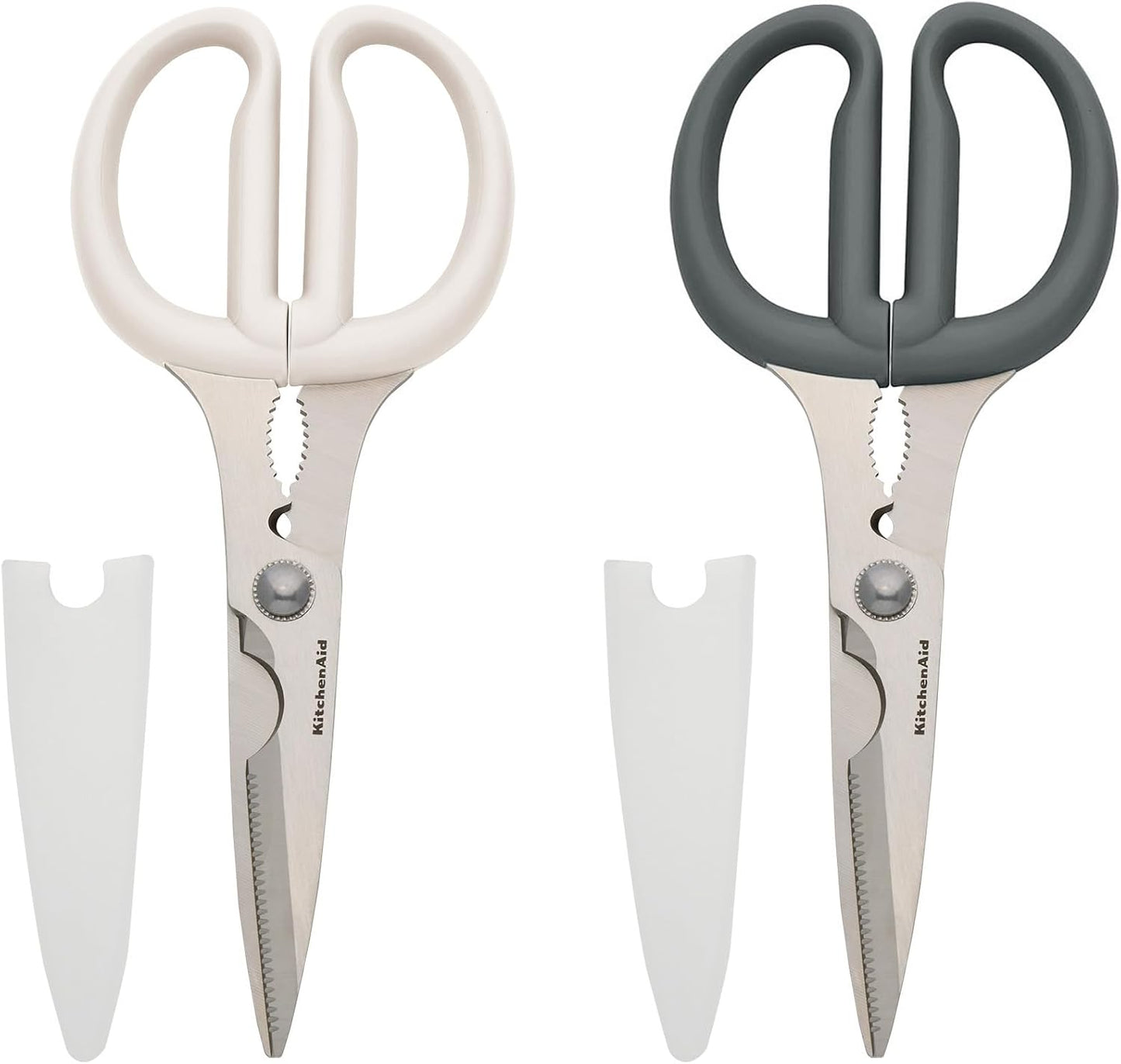 KitchenAid All Purpose Kitchen Shears with Protective Sheath Durable Stainless Steel Scissors, Dishwasher Safe, Soft Grip Comfort Handle, 8.72 Inch, Black