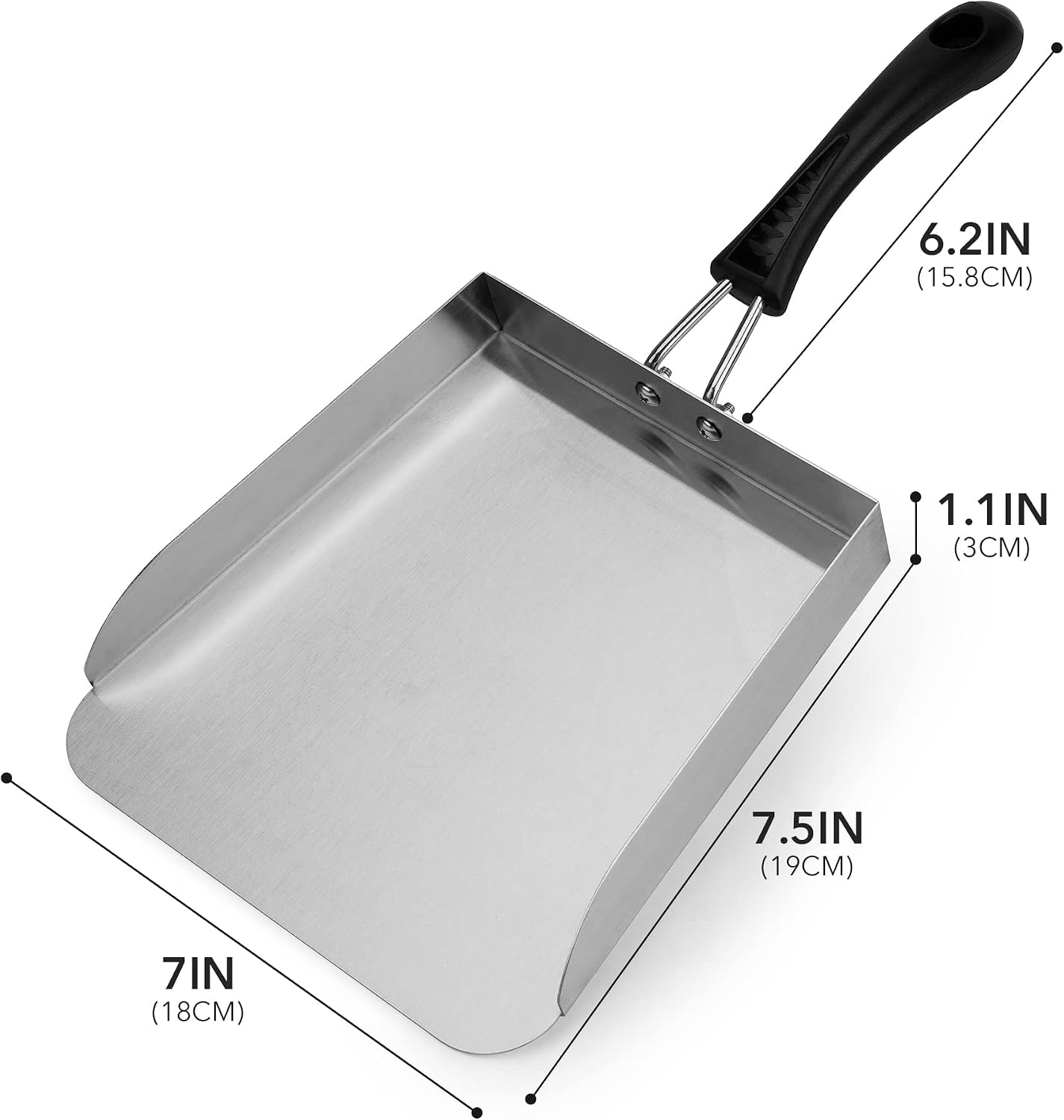Stanbroil Large Griddle Scoop Spatula Food Mover for Rice, Veggies & More | Stainless Steel, 7" Wide, Moves More Food at Once, Flat Top Grill Tool, Ideal for Stir Fry, Fried Rice & Teppanyaki