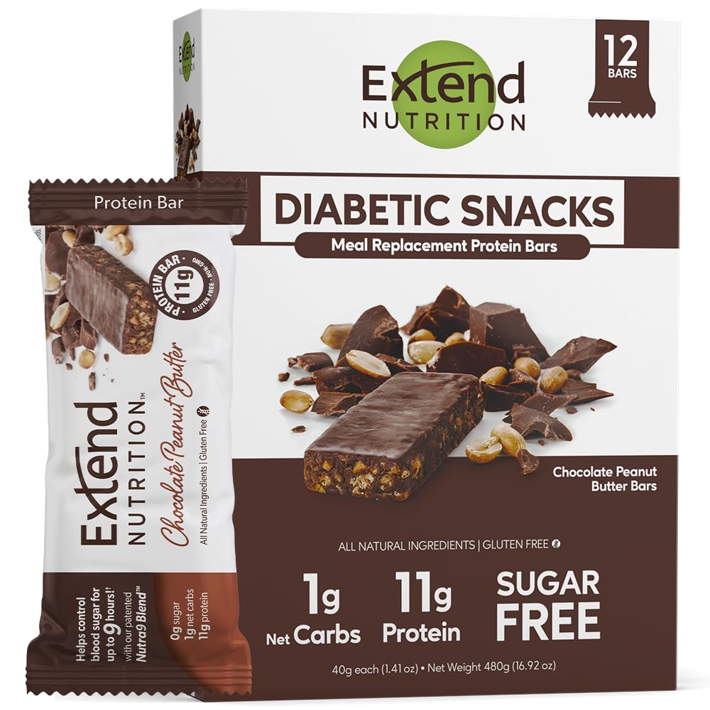 Extend Sugar Free Protein Bars, High Protein and Fiber, Low Carb, Keto Friendly, 12 Count, Chocolate Peanut Butter