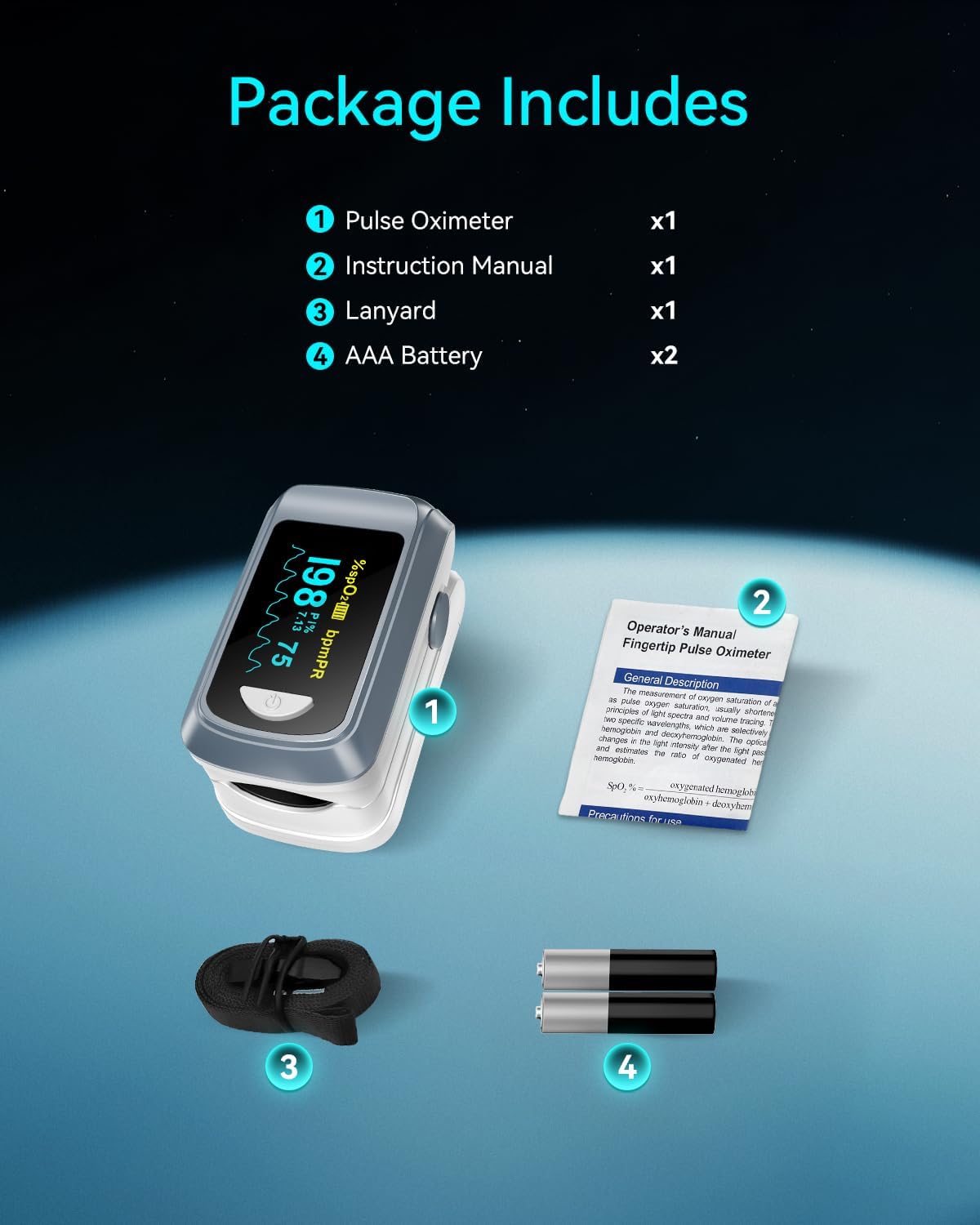 Healthtree JKS50B Fingertip Pulse Oximeter with SpO2 and Heart Rate Monitoring
