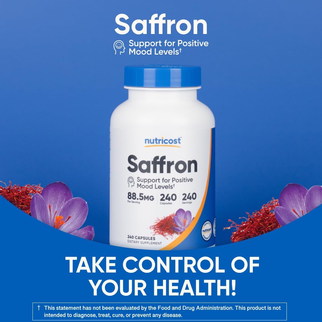 Nutricost Saffron Extract 88.5mg, 240 Veggie Capsules, Non-GMO, Gluten Free