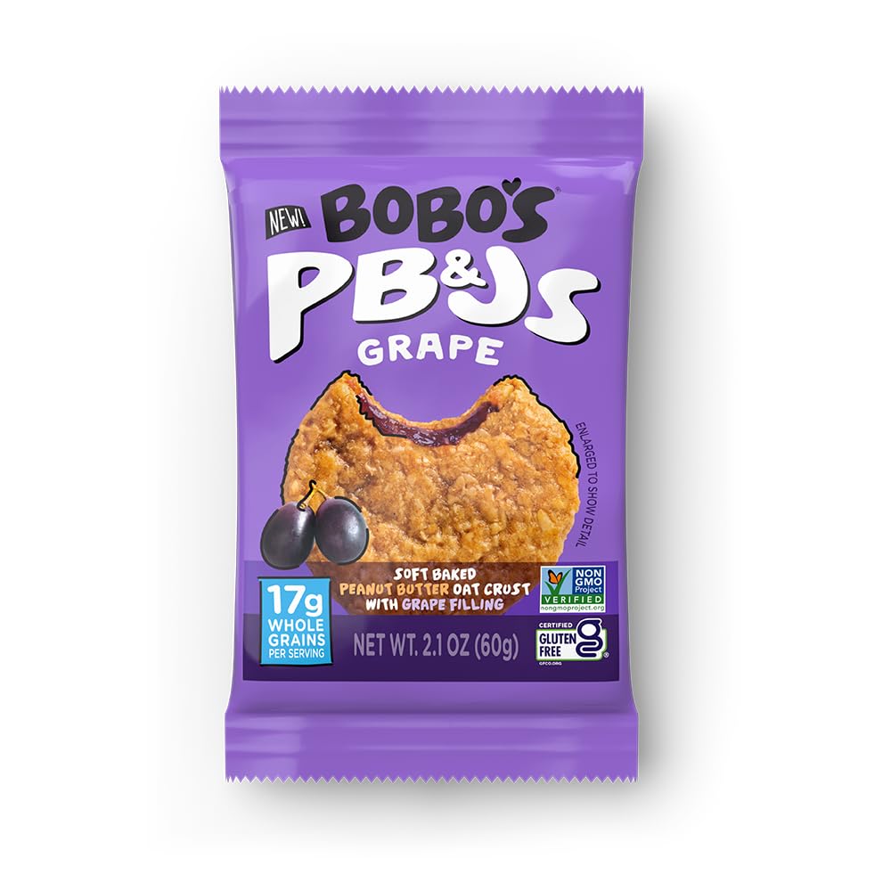 Bobo's Strawberry PB&J Oat Snacks, Gluten-Free, Non-GMO, Plant-Based, Whole Grain Oats
