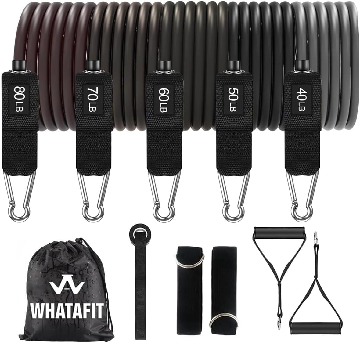 WHATAFIT Resistance Bands with Handles and 5 Adjustable Levels