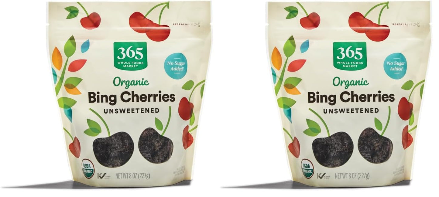 Organic Dried Unsweetened Bing Cherries by Whole Foods Market, 8 Ounce