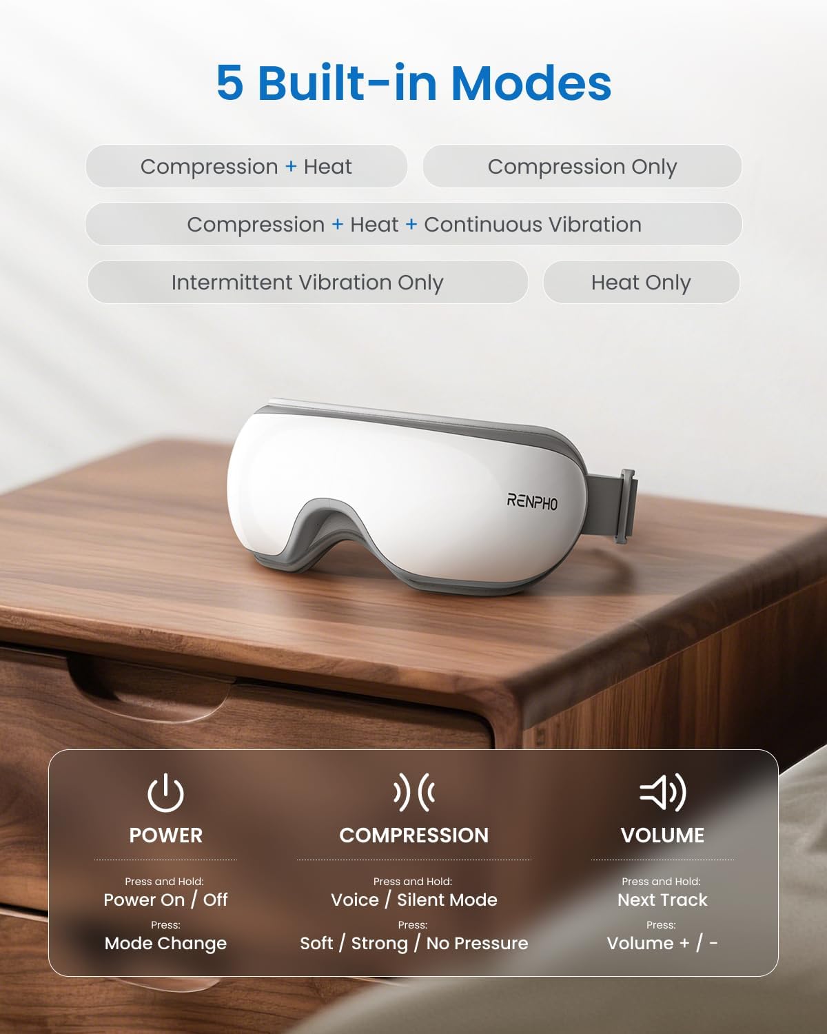RENPHO Eye Massager with Heat for Relaxation and Eye Strain Relief