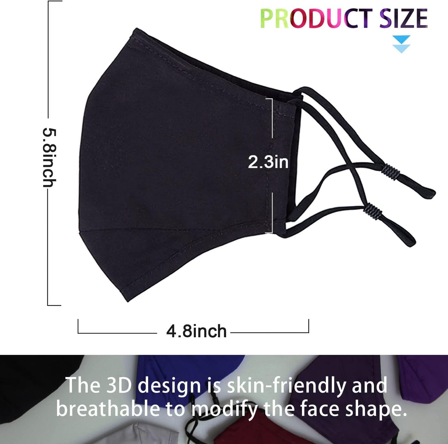 PAGE ONE Reusable Cloth Face Masks Washable Adjustable Breathable Cotton Face Mask