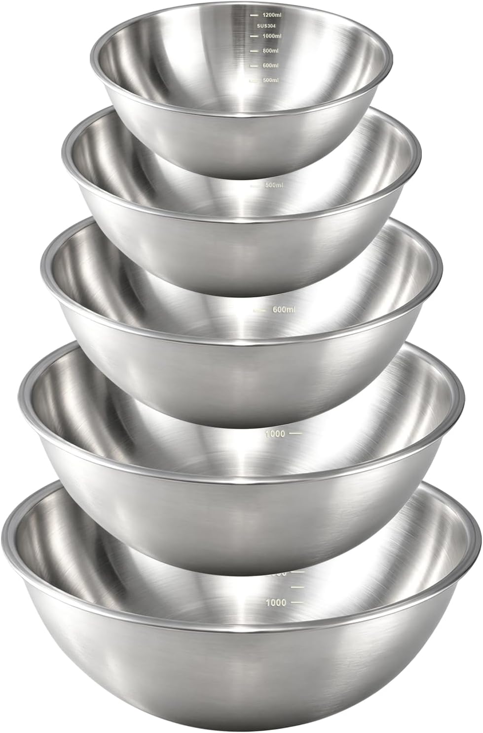 Gronivex Stainless Steel Mixing Bowls Set, 3-Piece (1.5, 2.2 & 3.4 Qt) | Food-Grade Metal, Dishwasher safe，Stackable Nesting & Space-Saving – For Kitchen Baking, Salads, Meal Prep, RV & Camping