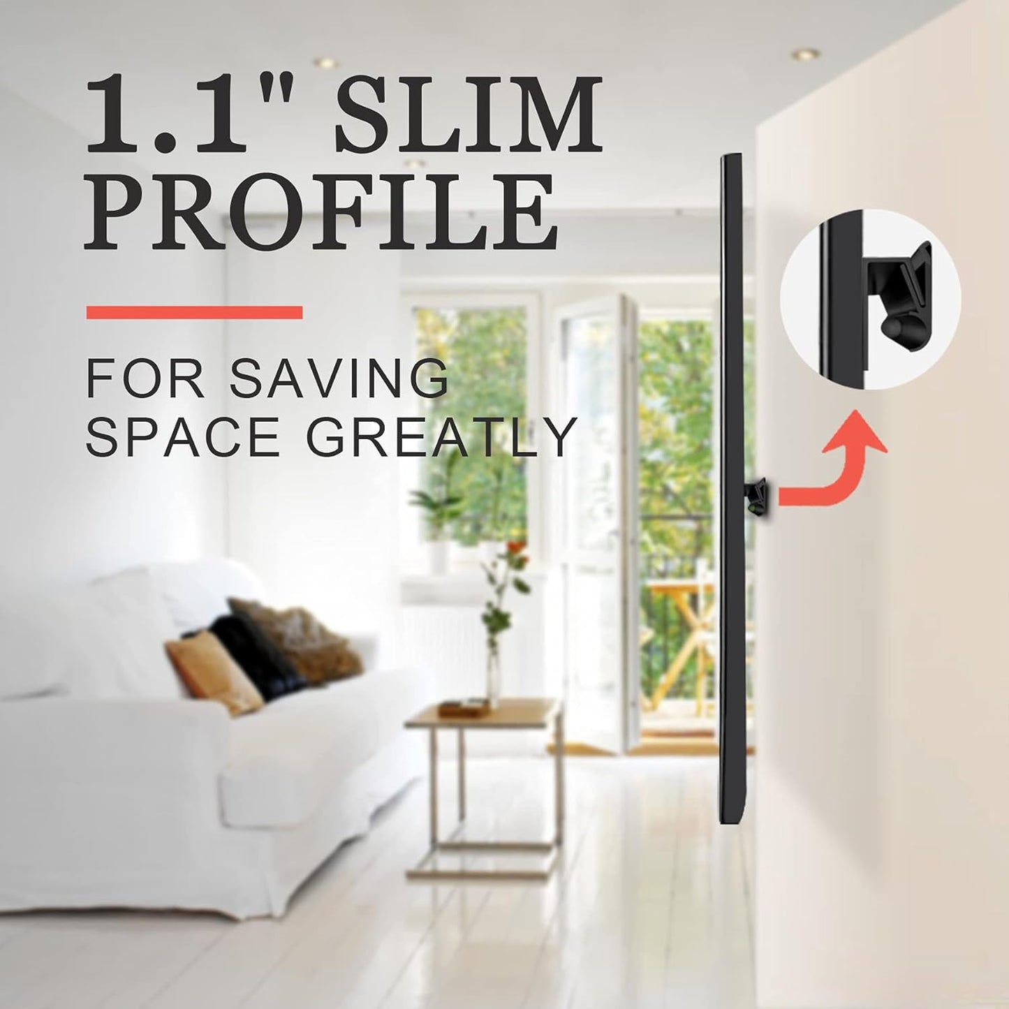 No Stud TV Wall Mount, Drywall Studless TV Hanger No Damage, No Drill, Non Screws, Dry Wall Flat Screen TVs Easy Install Bar Bracket fits VESA 12-55 inch TVs up to 99 lbs, Include Hardware Levels
