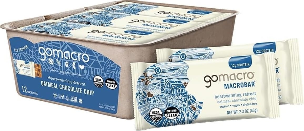 Gomacro Nutrition Bar Oatmeal Chocolate Chip Organic 12 Count 2.3 Ounce