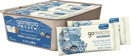 Gomacro Nutrition Bar Oatmeal Chocolate Chip Organic 12 Count 2.3 Ounce