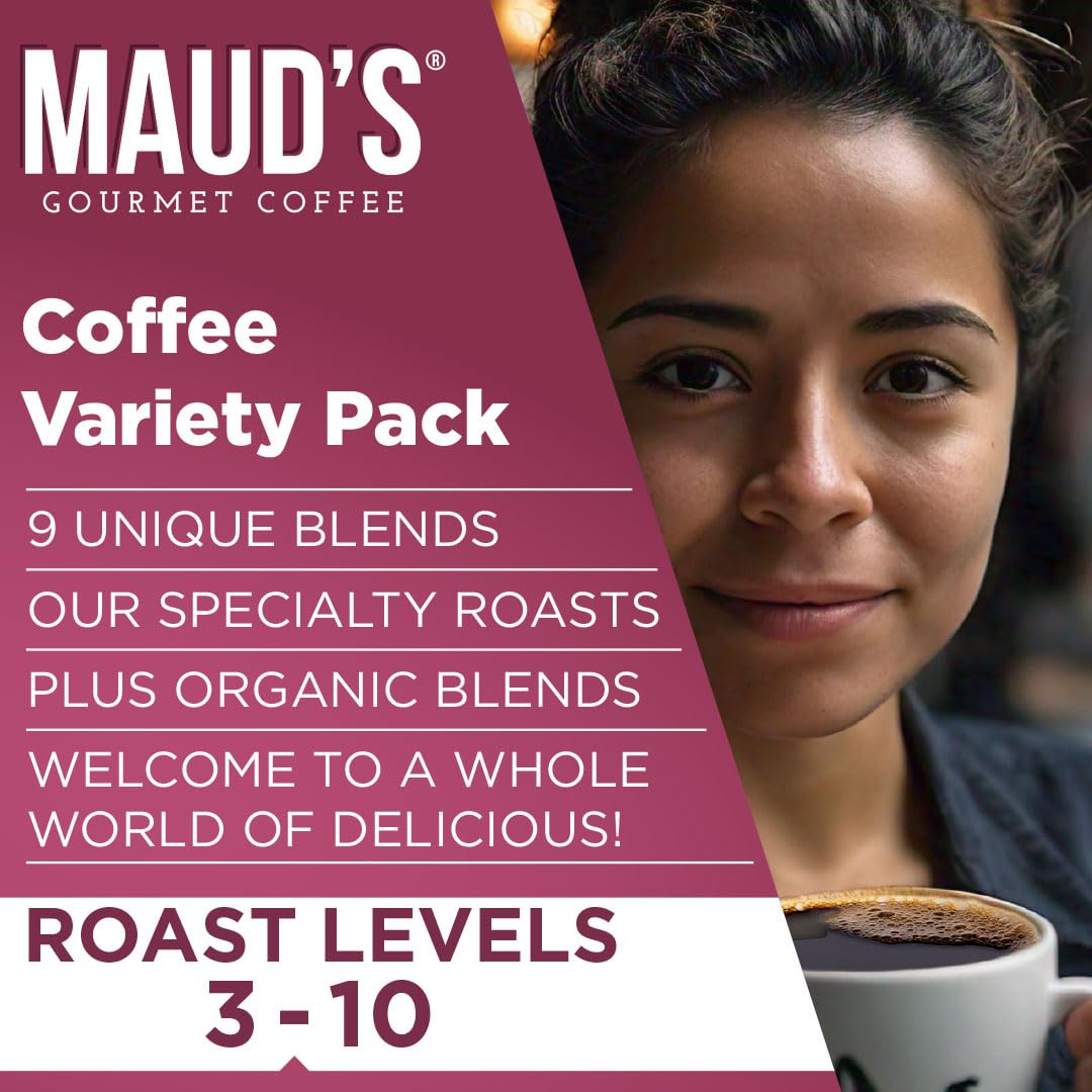 Maud's Original Coffee Pods Variety Pack, 80-count, 9 Assorted Roasts, Compatible with Keurig K Cups Maker