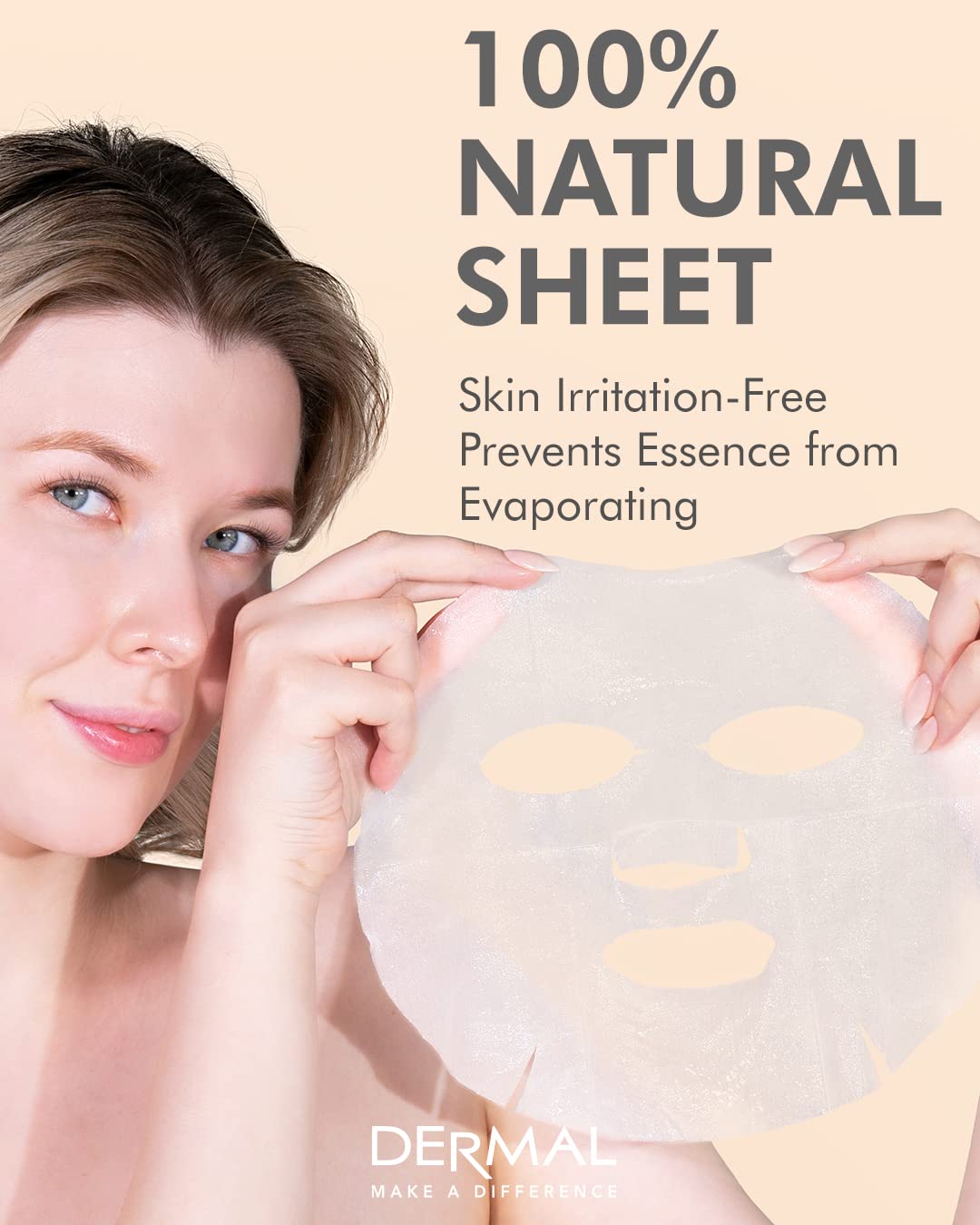 DERMAL Korean Collagen Face Mask – Hydrating & Soothing Sheet Mask with Panthenol – Hypoallergenic Calming Moisture Care for All Skin Types – 24 Combo Pack
