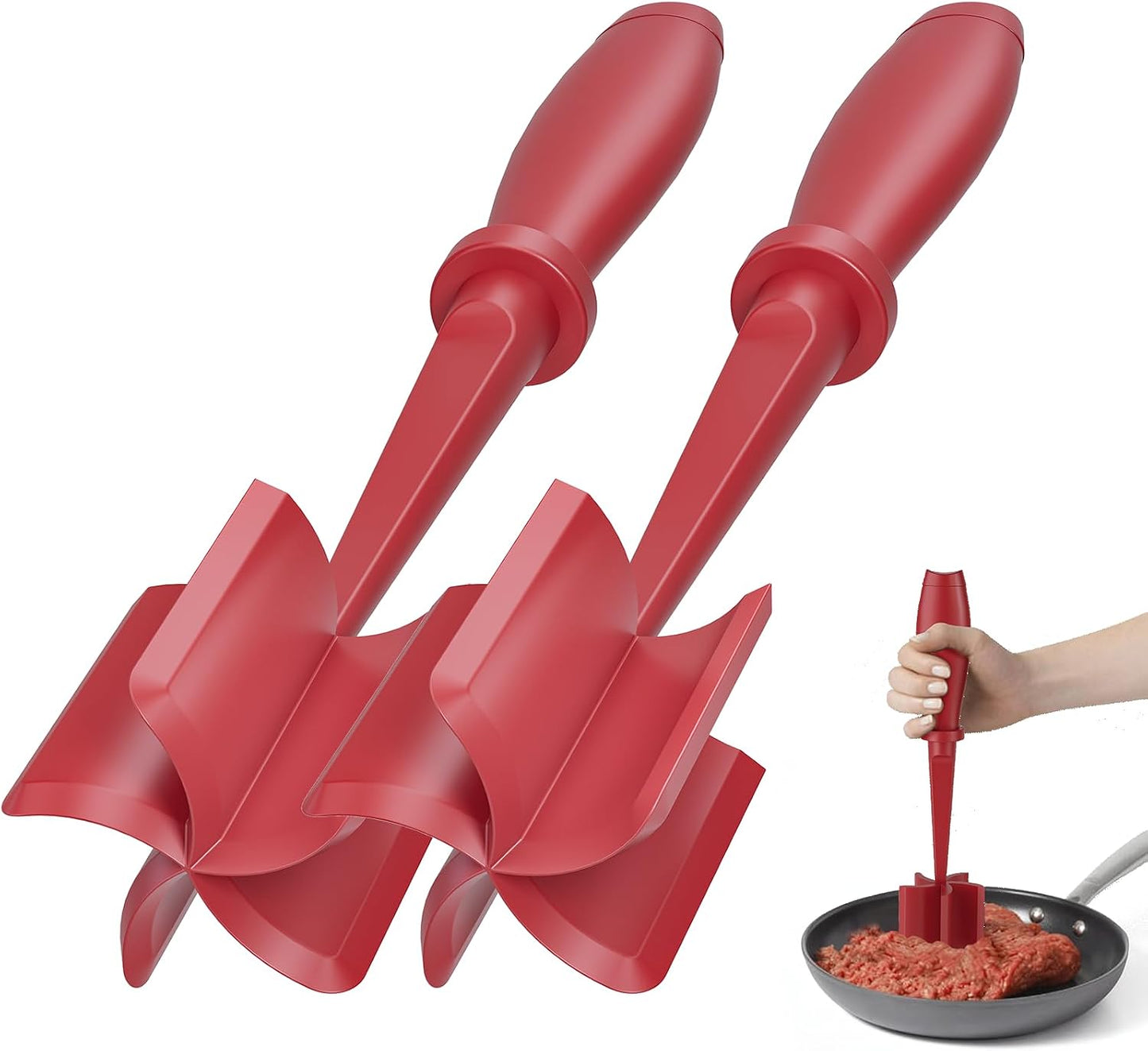 PGYARD Meat Chopper Hamburger Grinder, Kitchen Smasher for Ground Beef | Heat Resistant, 5 Blade, Burger Grinder Nylon Potato Mix Tool, Meat & Poultry Tenderizers, Dishwasher Safe, Green