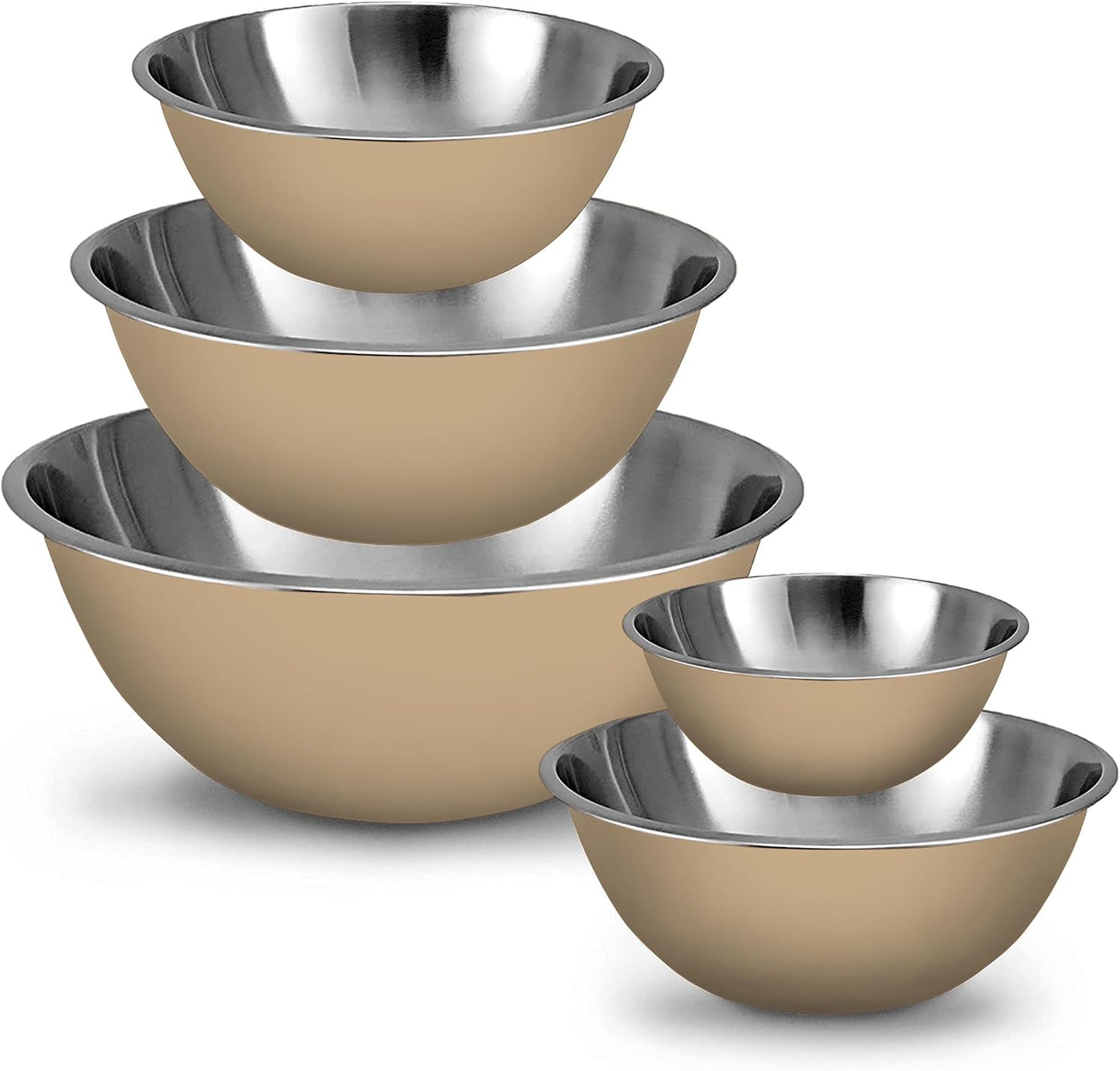 WHYSKO Stainless Steel Mixing Bowls Set, 5-Piece Meal Prep & Food Storage | .75, 1.5, 3, 4 & 5 Quart Metal Mixing Bowls Set for Prep, Serving, Baking & Food Storage, Ecofriendly, Dishwasher Safe
