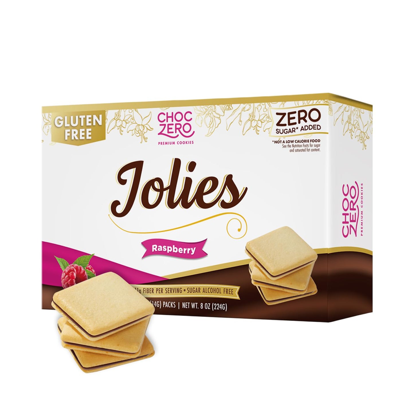 ChocZero Dark Chocolate Jolies Cookies, Sugar Free Chocolate Filled Cookies, Gluten Free, Keto, Low Carb, High Fiber, 8 oz Box