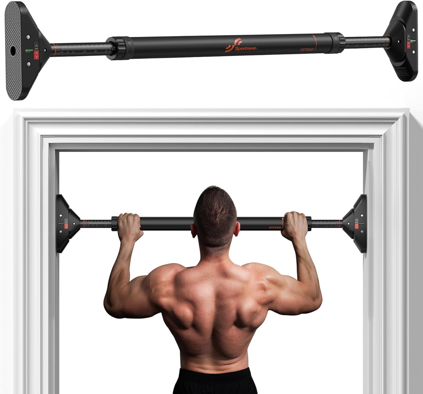 Sportneer Adjustable Pull Up Bar: 29.5-37 Doorway Chin Up Bar, 440lb Capacity
