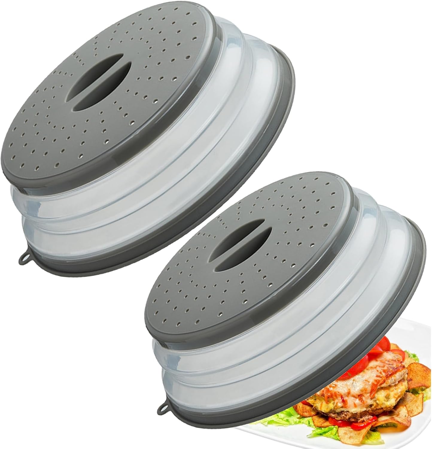 Microwave Splatter Cover Vented for Food, Splatter Guard & Colander Kitchen Gadget for Fruit Vegetables Microwave Plate Cover with Hook Hole,Dishwasher-Safe,BPA-Free Silicone & Plastic (1 Pack)