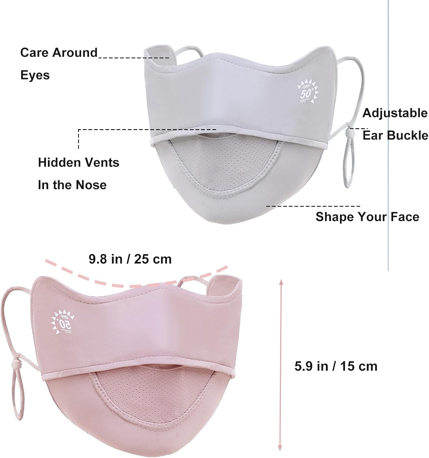 2Pcs UV Face Mask, Sun Masks for Women, Cooling Breathable Face Cover