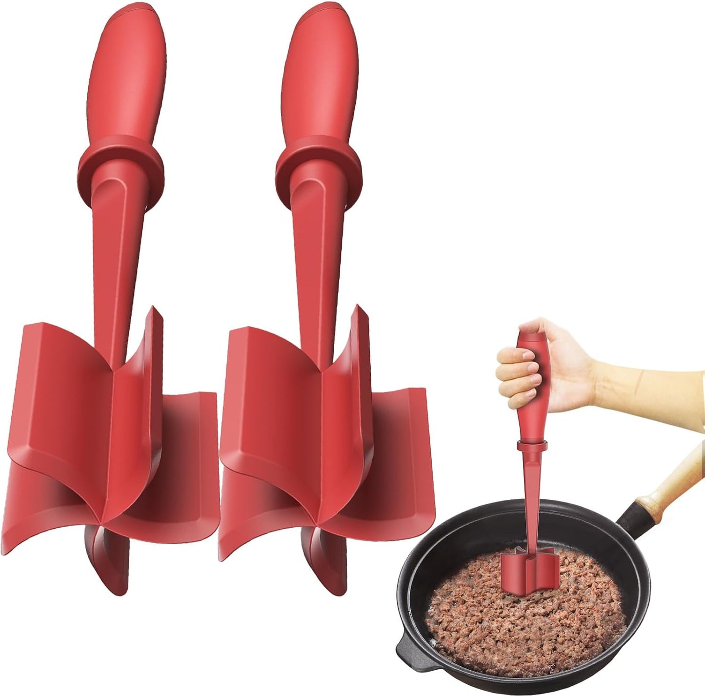 Upgrade Meat Chopper Hamburger Masher Ground Beef Smasher Utensil Mix Tool | Premium Heat Resistant Meat Masher, Nylon Potato Mashers Beef Smasher, Dishwasher Safe Non Stick Mix & Chop Tool Gift-Black