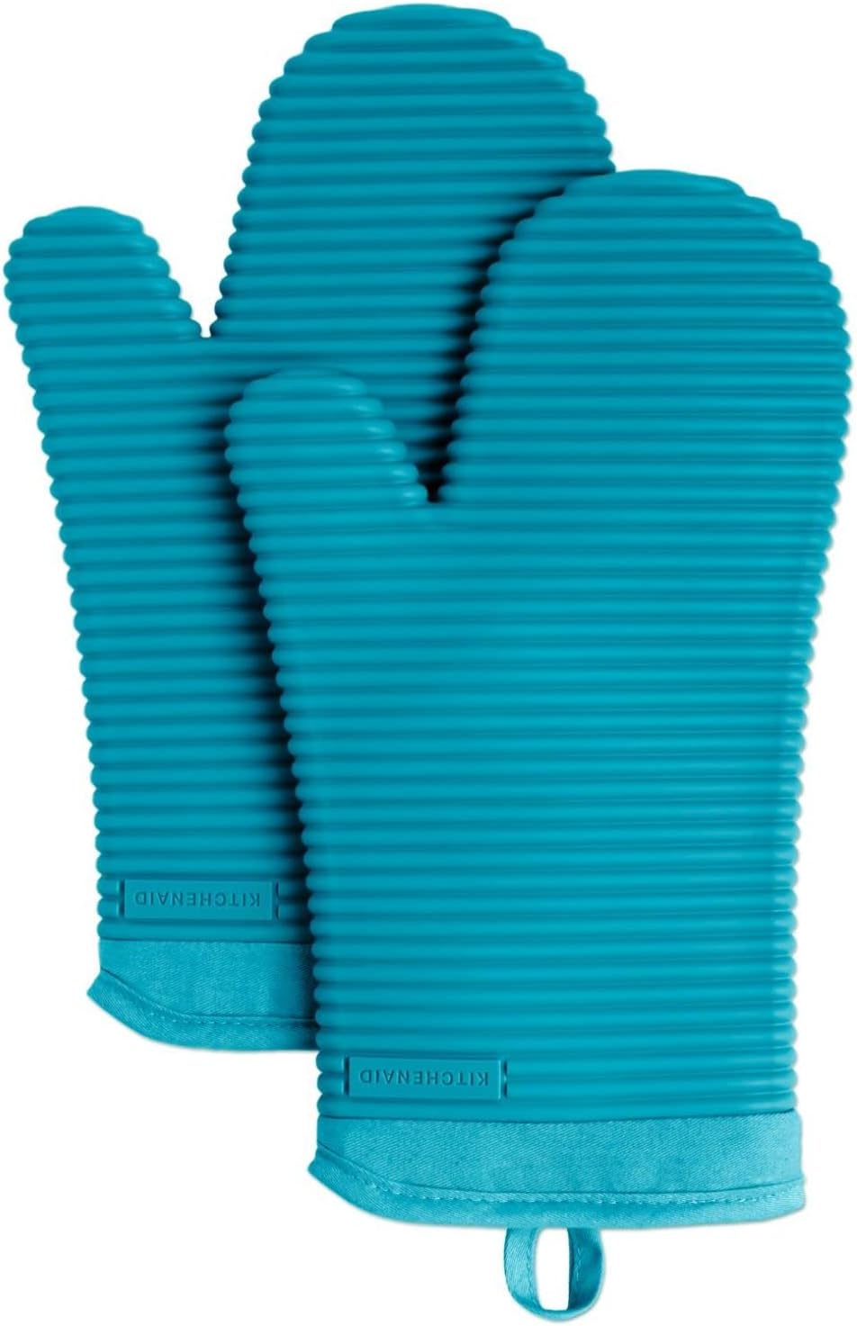 KITCHENAID Ribbed Soft Silicone Oven Mitt 2-Pack Set, 7.5"x13", Milkshake Tan