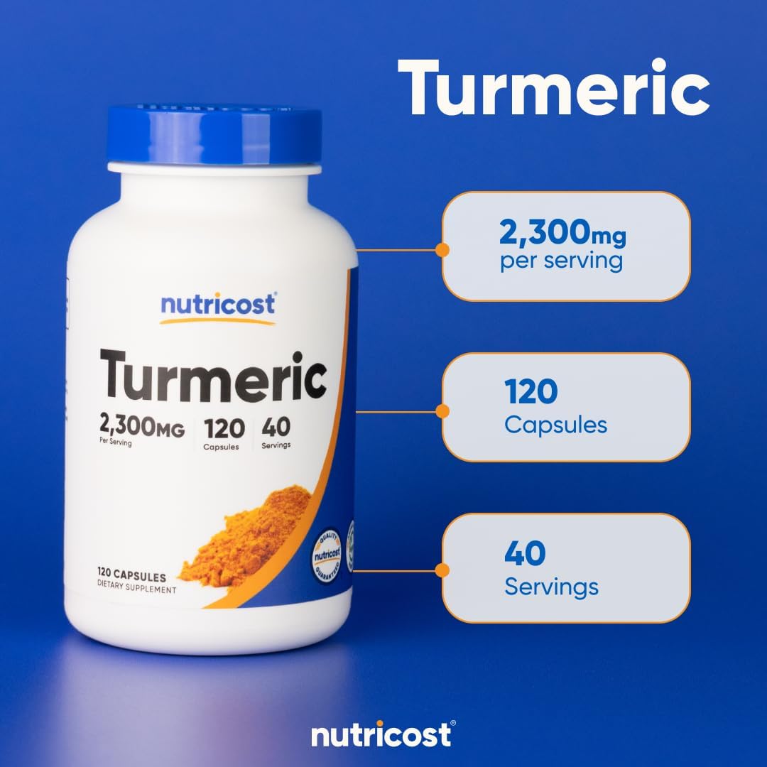 Nutricost Turmeric Curcumin with BioPerine, 2300mg, 120 Veggie Capsules, Gluten Free, Non-GMO