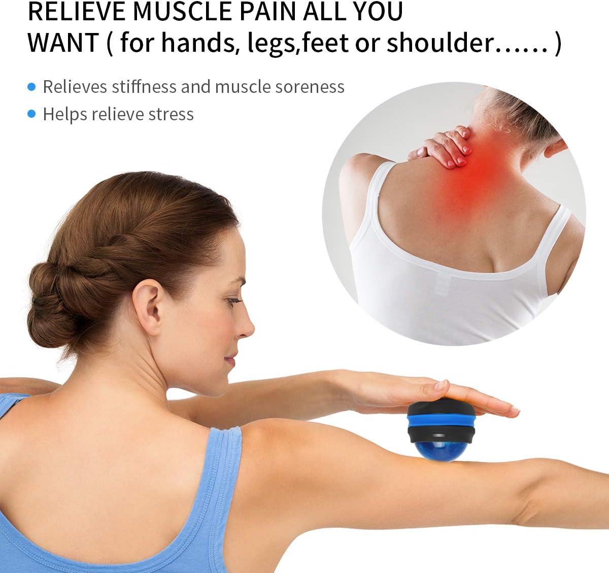 Coolrunner Manual Roller Massager, 2-Pack Handheld Self Massage Therapy Tool