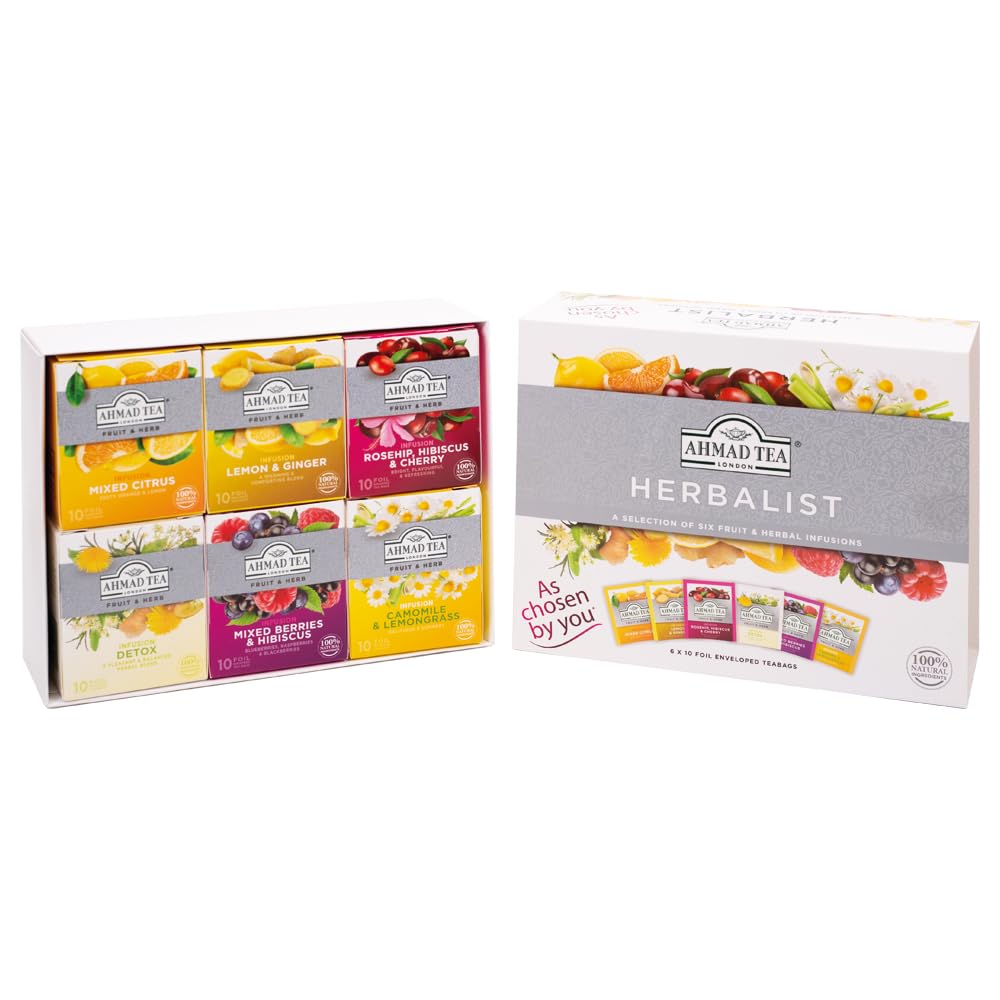 Ammad Tea Herbal Tea Gift Box, 60 Foil Teabags, Decaffeinated and Sugar-Free