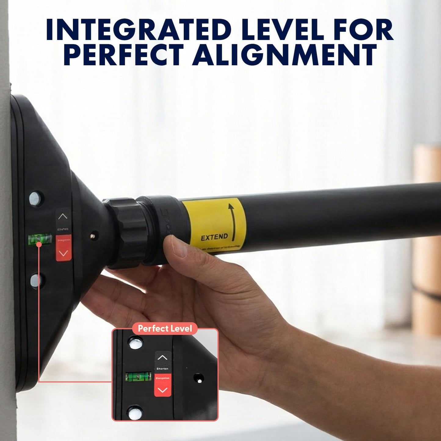 Squatz Adjustable Doorway Pull-Up Bar with Level and Locking Mechanism