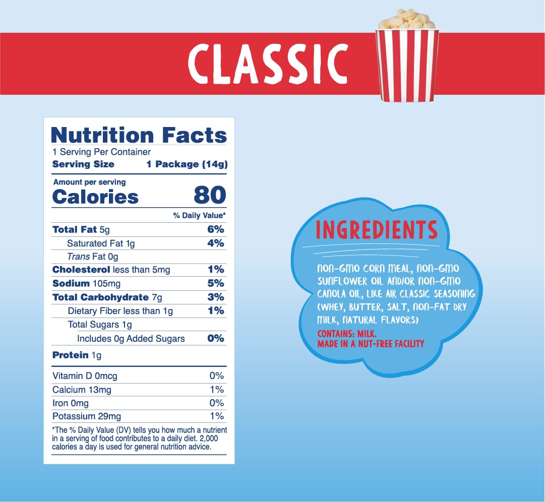 Like Air Single Flavor Puffcorn Snack Box, 80 Calories, Gluten Free, Kosher, Non-GMO Corn