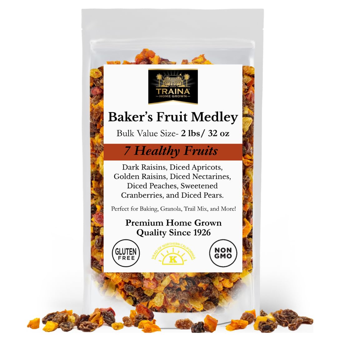 Traina Home Grown Dried Fruit Medley, 2 lbs, Resealable Pouch