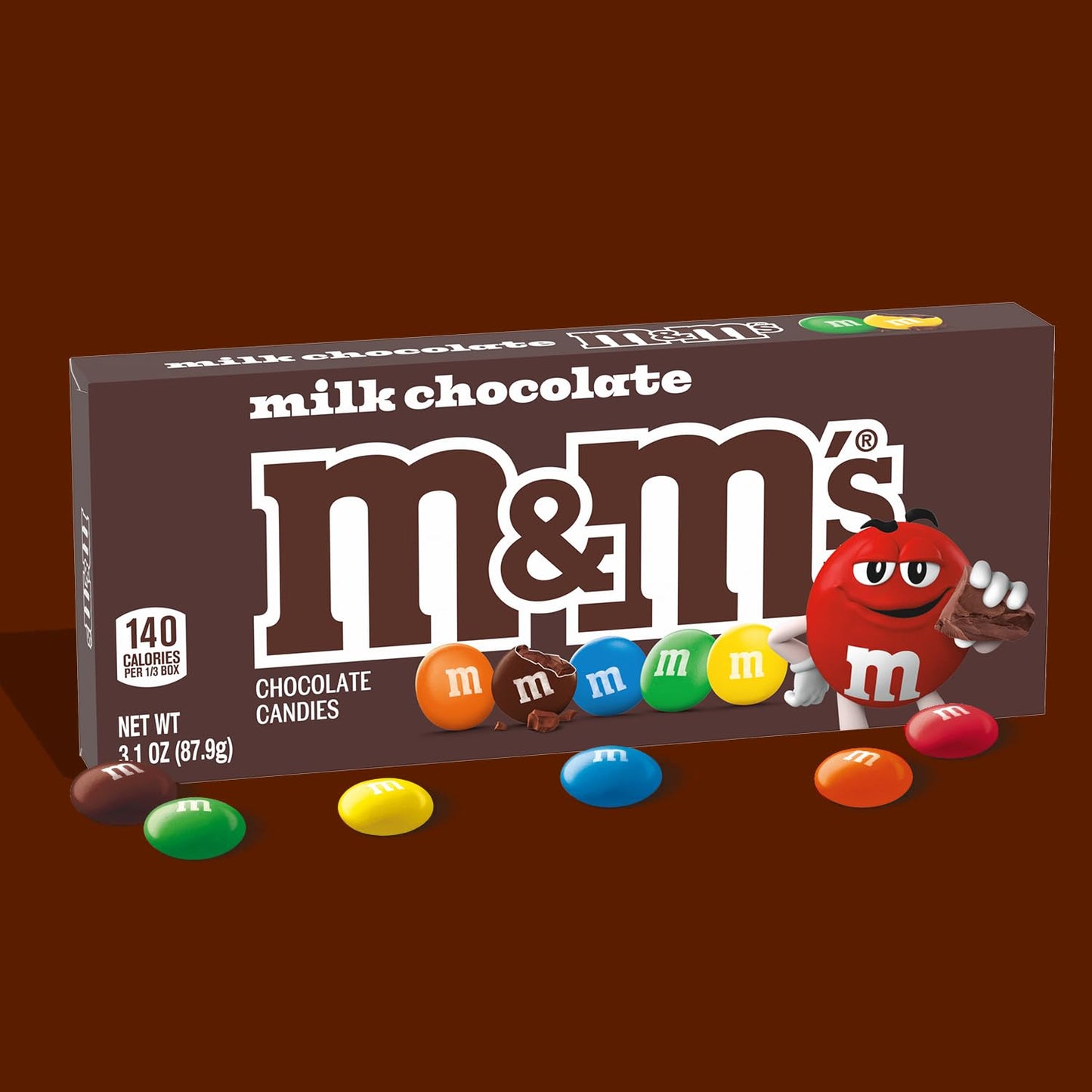 M&M'S Milk Chocolate Candy Movie Theater Box, Bulk Chocolate Candy Party Favors, 3.10-Ounce, Pack of 12