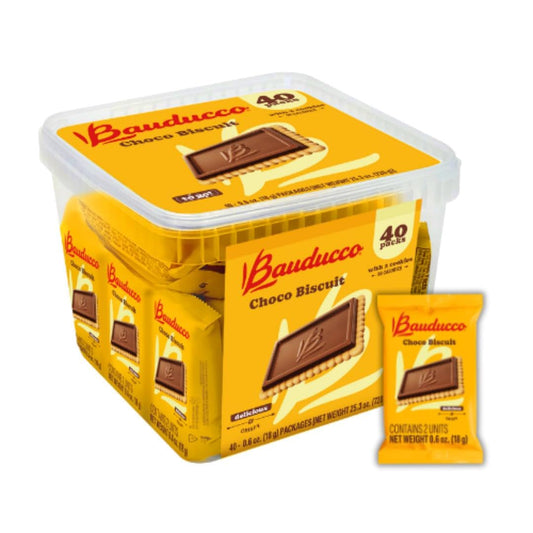Bauducco Choco Biscuit Cookies, Individually Wrapped, 25.3 oz, Pack of 40