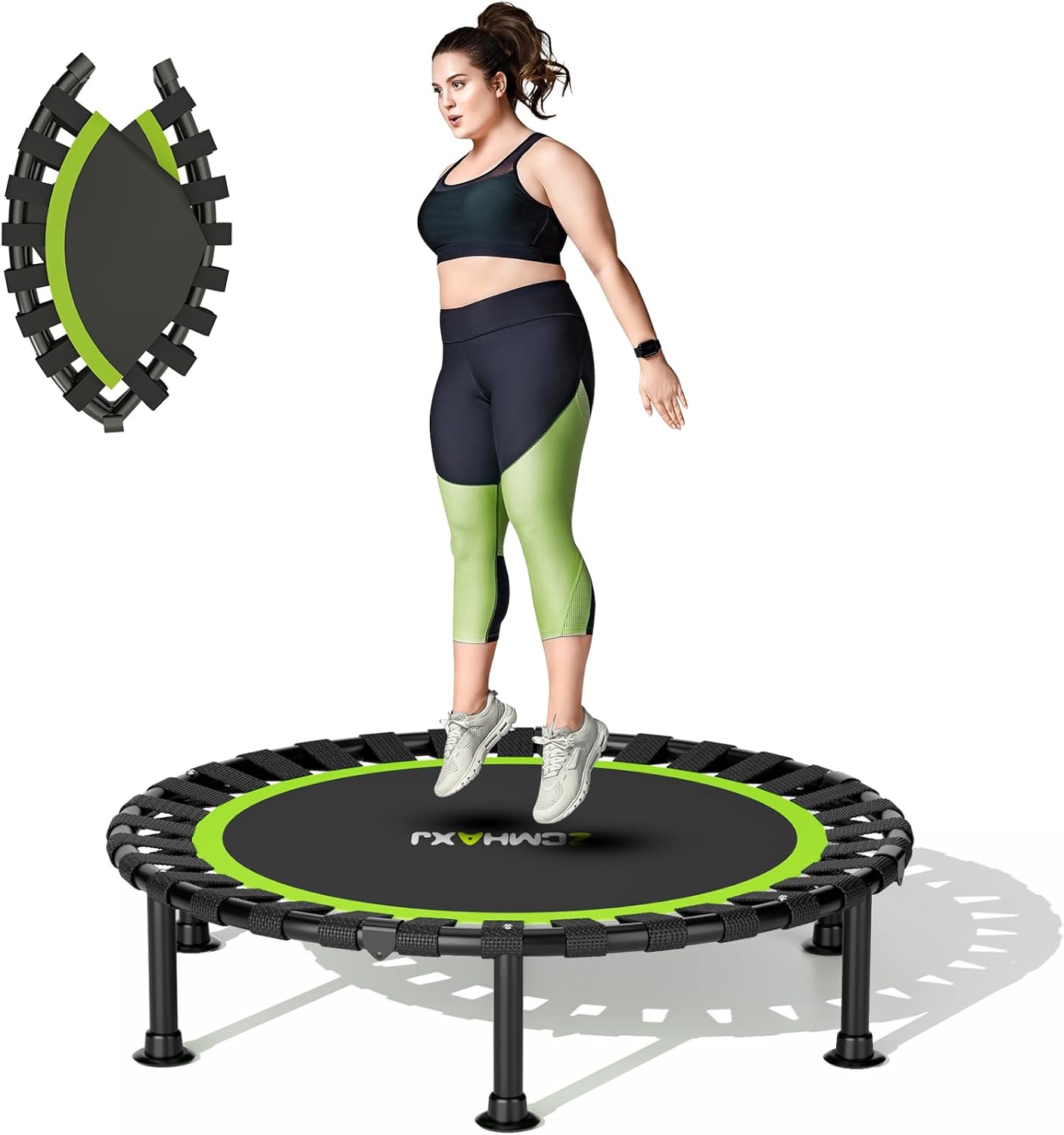 ZCMHAXJ 36/40/48" Foldable Mini Trampoline, 440lbs Capacity, Indoor Fitness Workout Equipment