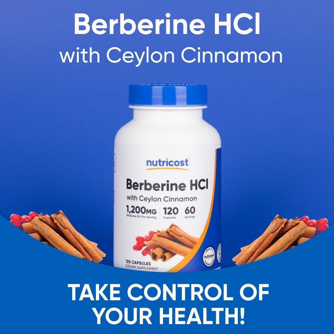 Nutricost Berberine HCl with Ceylon Cinnamon Capsules 120 Count