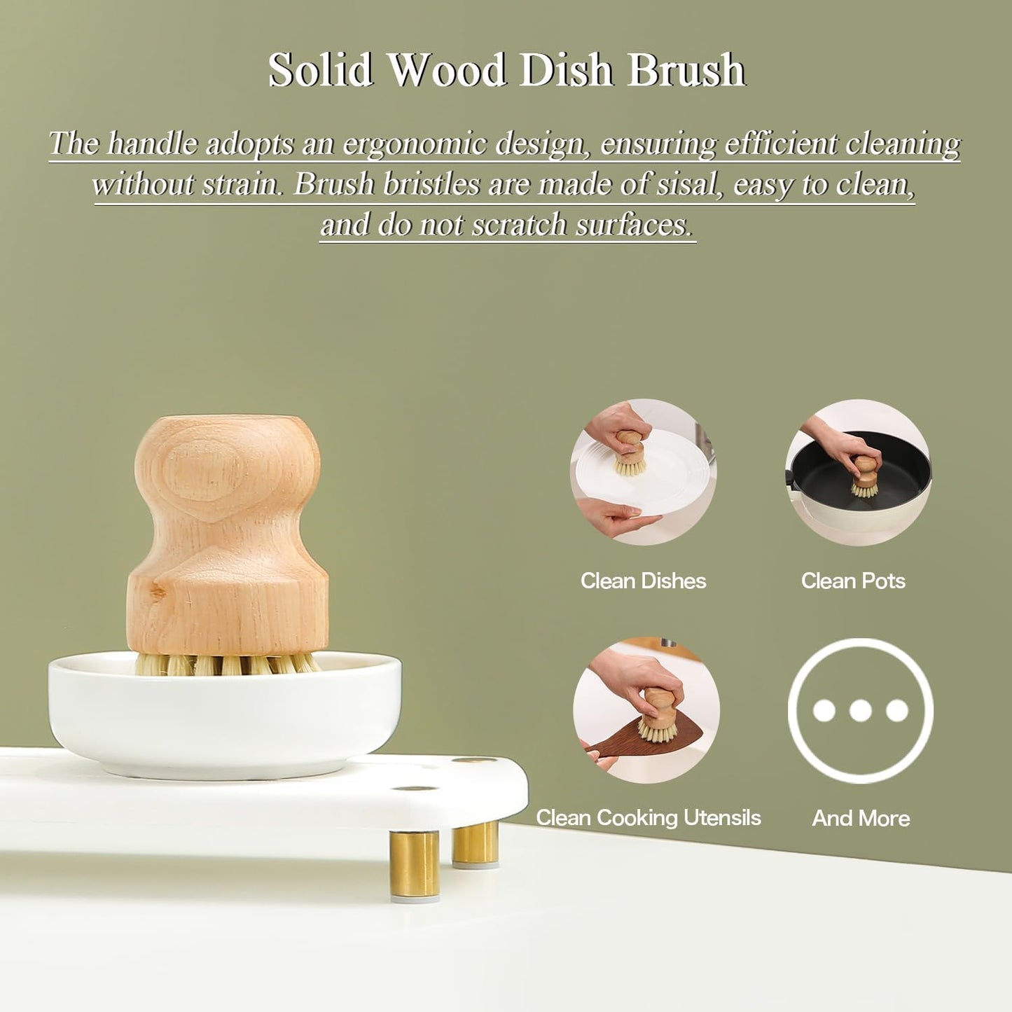 MOMEEMO Gold Soap Dispenser Set Comes with Stainless Steel Pumps | Instant Dry Tray and Dish Scrub Brush, Suitable for Kitchen Decor and Accessories