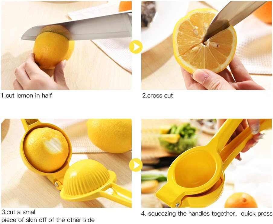 Y-ME Manual Juicer Citrus Lemon Squeezer, Fruit Juicer Lime Press Metal, Professional Hand Juicer Kitchen Tool(Yellow）