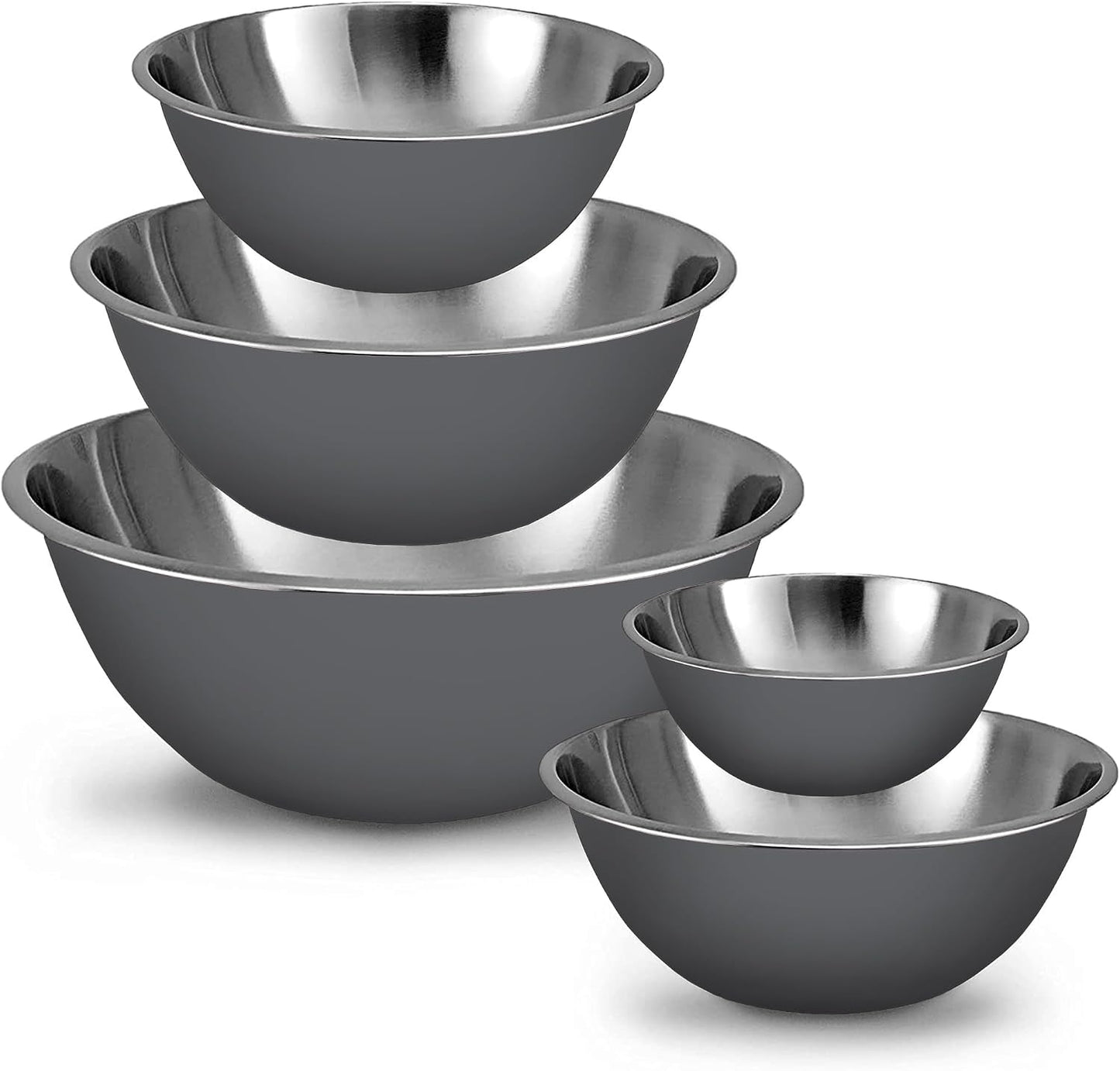 WHYSKO Stainless Steel Mixing Bowls Set, 5-Piece Meal Prep & Food Storage | .75, 1.5, 3, 4 & 5 Quart Metal Mixing Bowls Set for Prep, Serving, Baking & Food Storage, Ecofriendly, Dishwasher Safe